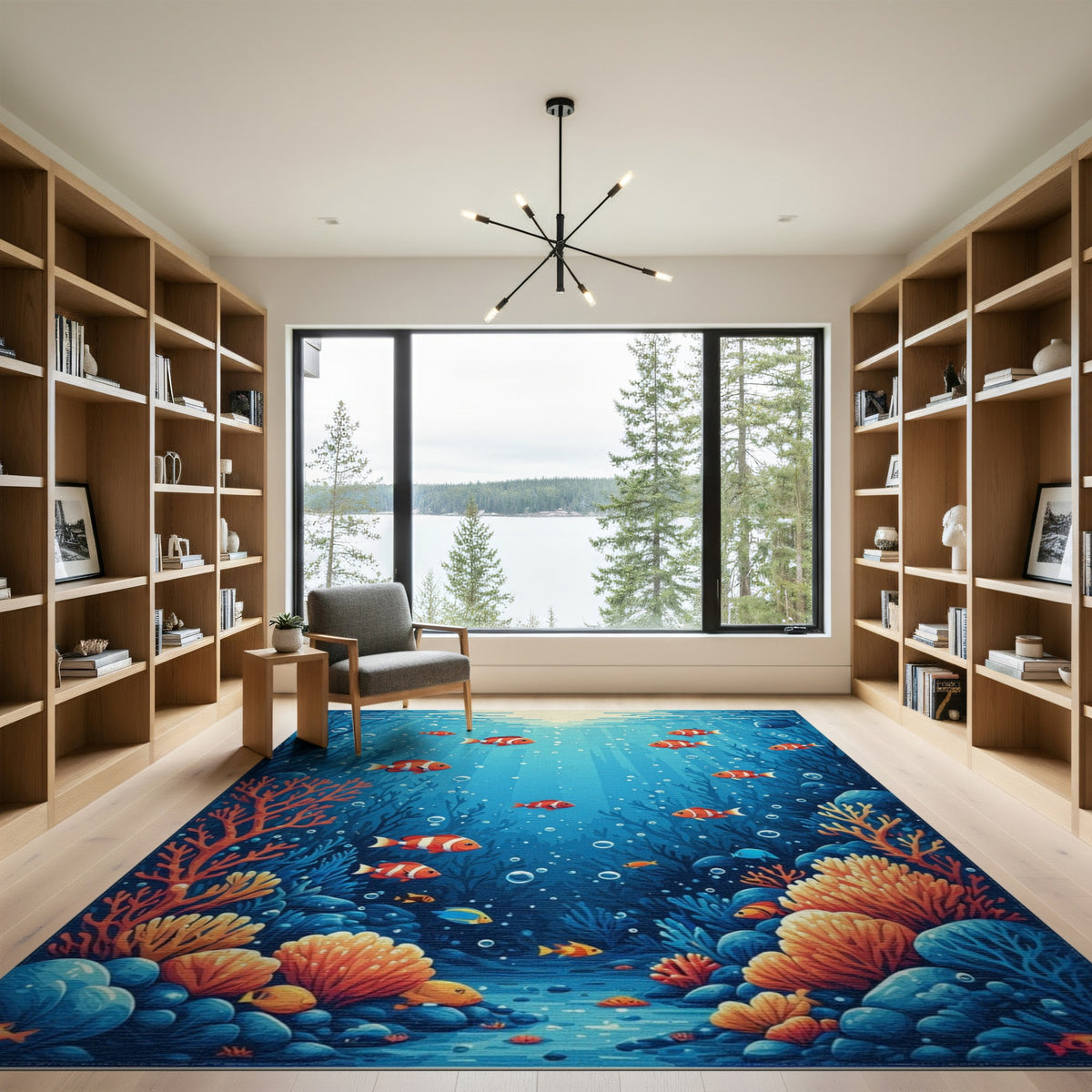Ocean Coral Reef Fish Area Rug