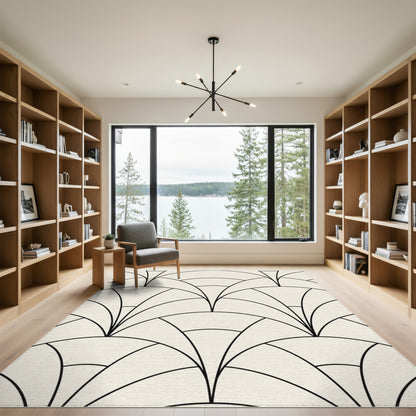 Black and White Geometric Modern Black Geometric Arch Area Rug