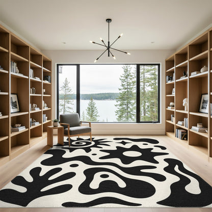 Abstract Area Bold Black White Abstract Area Rug