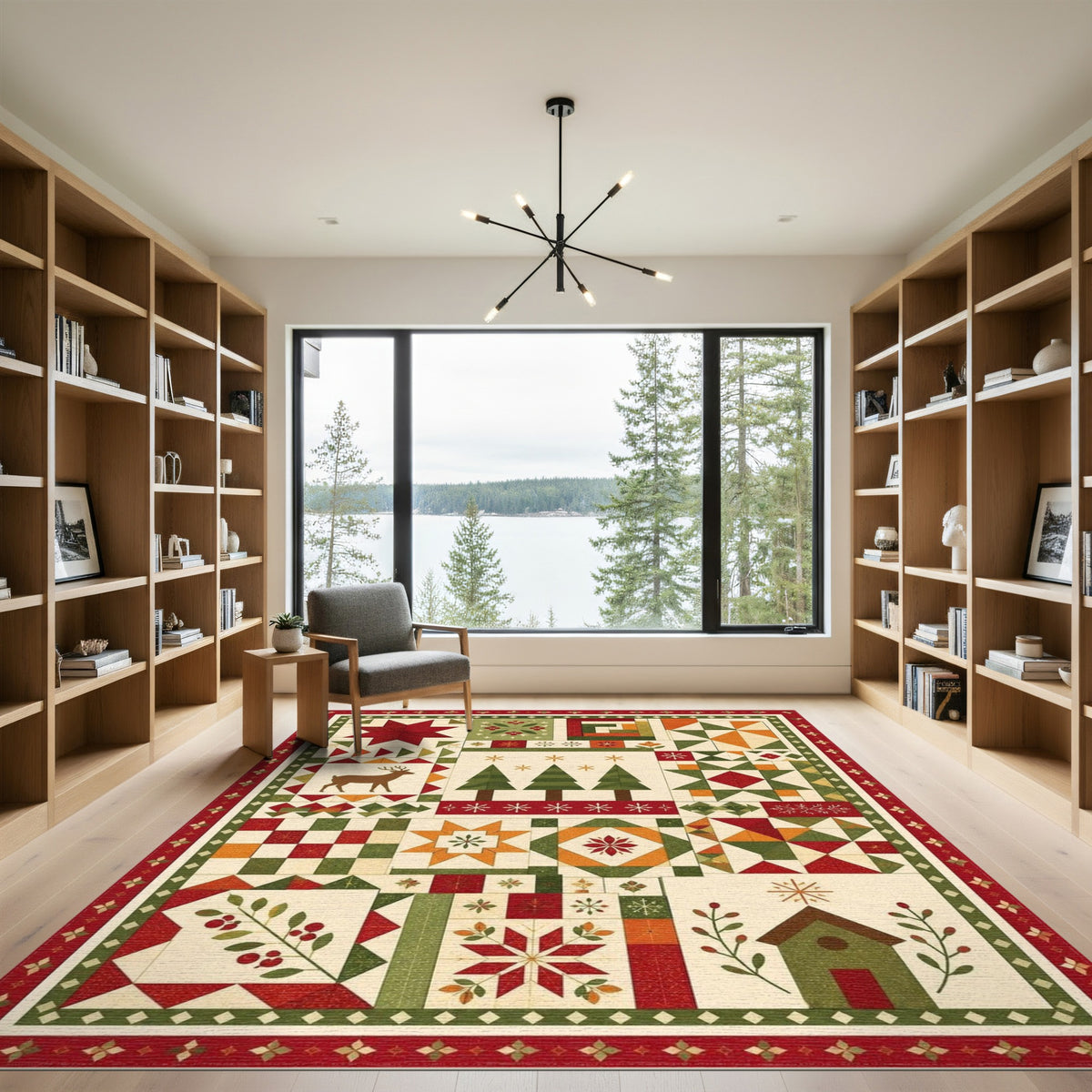 Christmas Patchwork Deer Area Rug