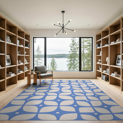 Blue Geometric Petal Area Rug