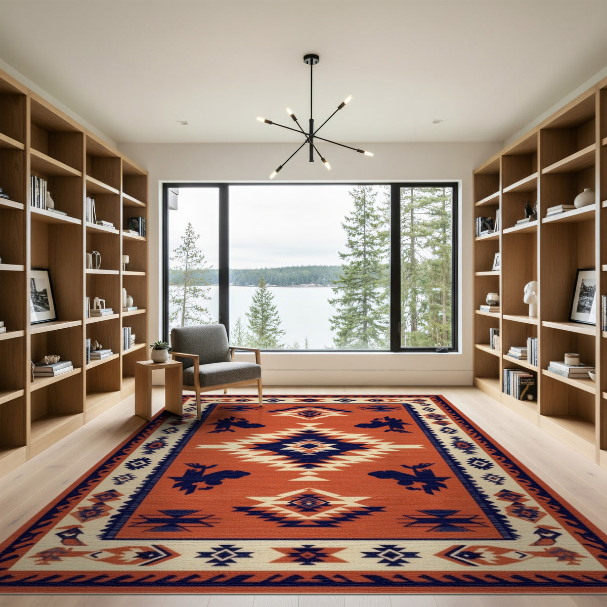 Southwestern Orange Geometric No. 27 Area Rug