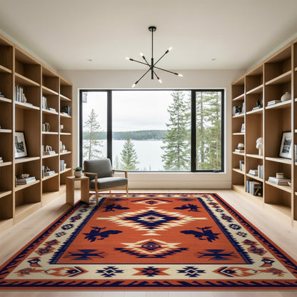 Southwestern Orange Geometric No. 27 Area Rug