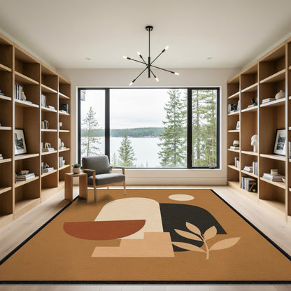 Geometric Modern Brown and Tan Abstract Geometric Brown Area Rug