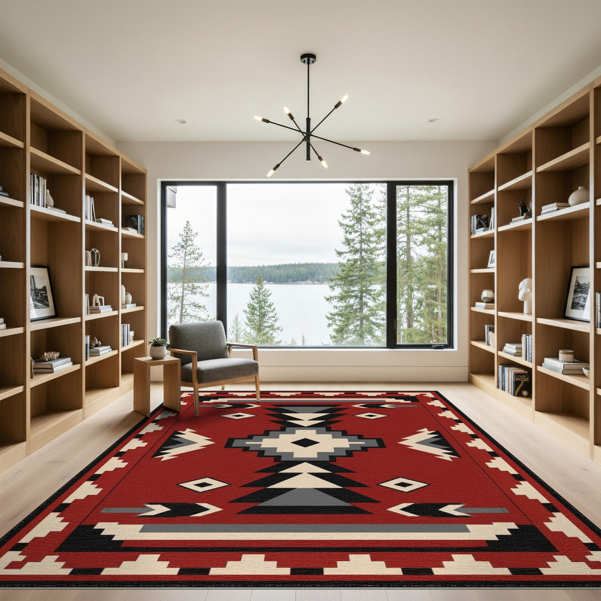 Red Geometric Red Heritage Tribal Geometric Area Rug