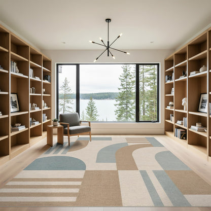 Beige and Neutral Geometric Arch Area Rug