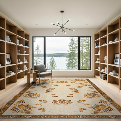 Brown and Tan Brown Tiger Heritage Area Rug