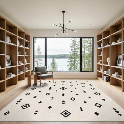 Geometric Modern Black Diamond Geometric Area Rug