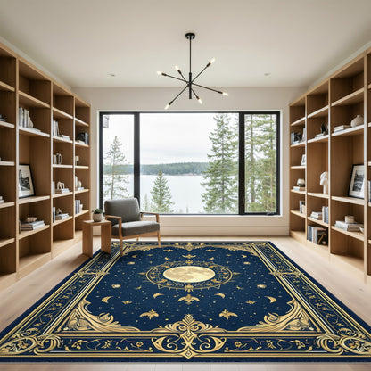 Ornate Celestial Moon Area Rug