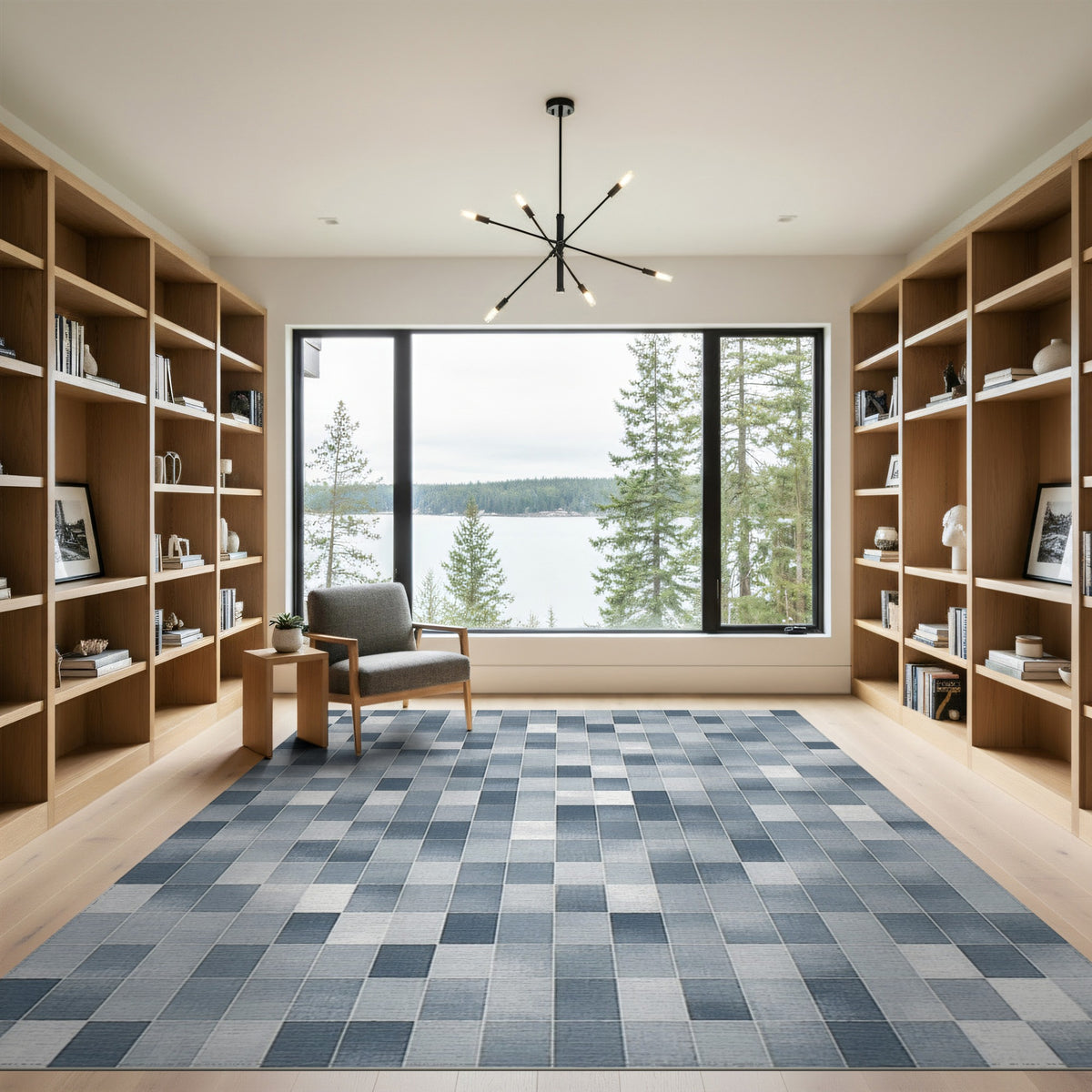 Blue Geometric Mosaic Geometric Modern Area Rug