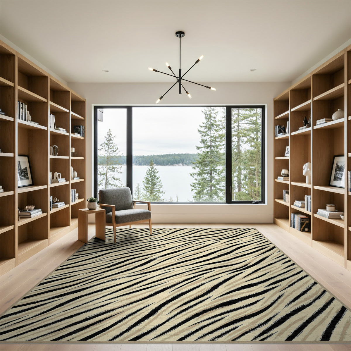 Zebra Stripe Beige Area Rug