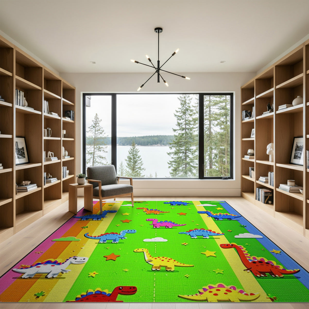 Multi-color and Patterns Colorful Dinosaur Kids Area Rug