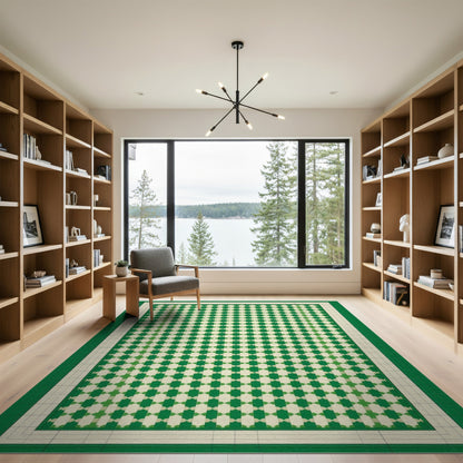 Green Geometric Modern Green Geometric Lattice Area Rug