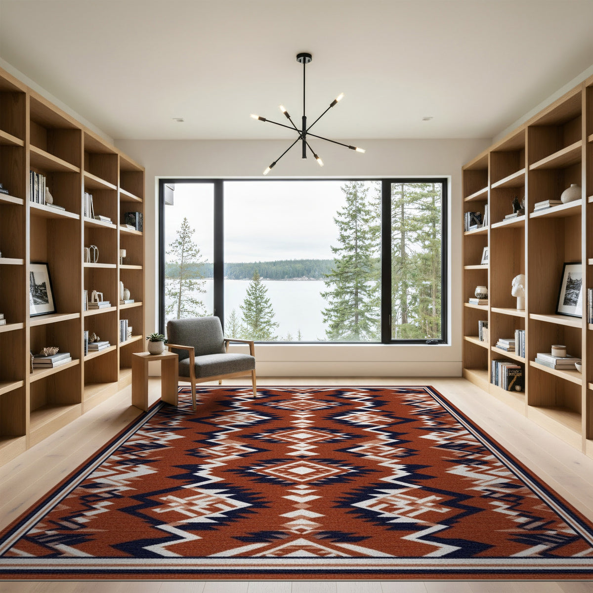 Brown and Tan Geometric Southwestern Brown Geometric Area Rug