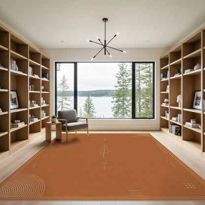 Terracotta Geometric Branch Area Rug