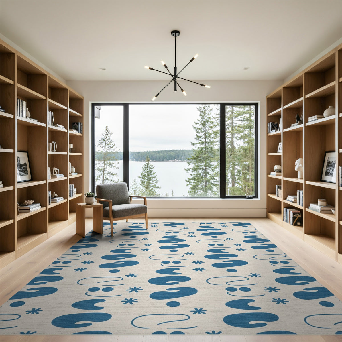 Blue Cartoon Smiley Kids Area Rug