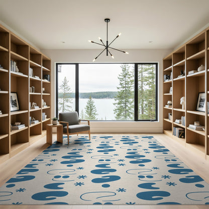 Blue Cartoon Smiley Kids Area Rug