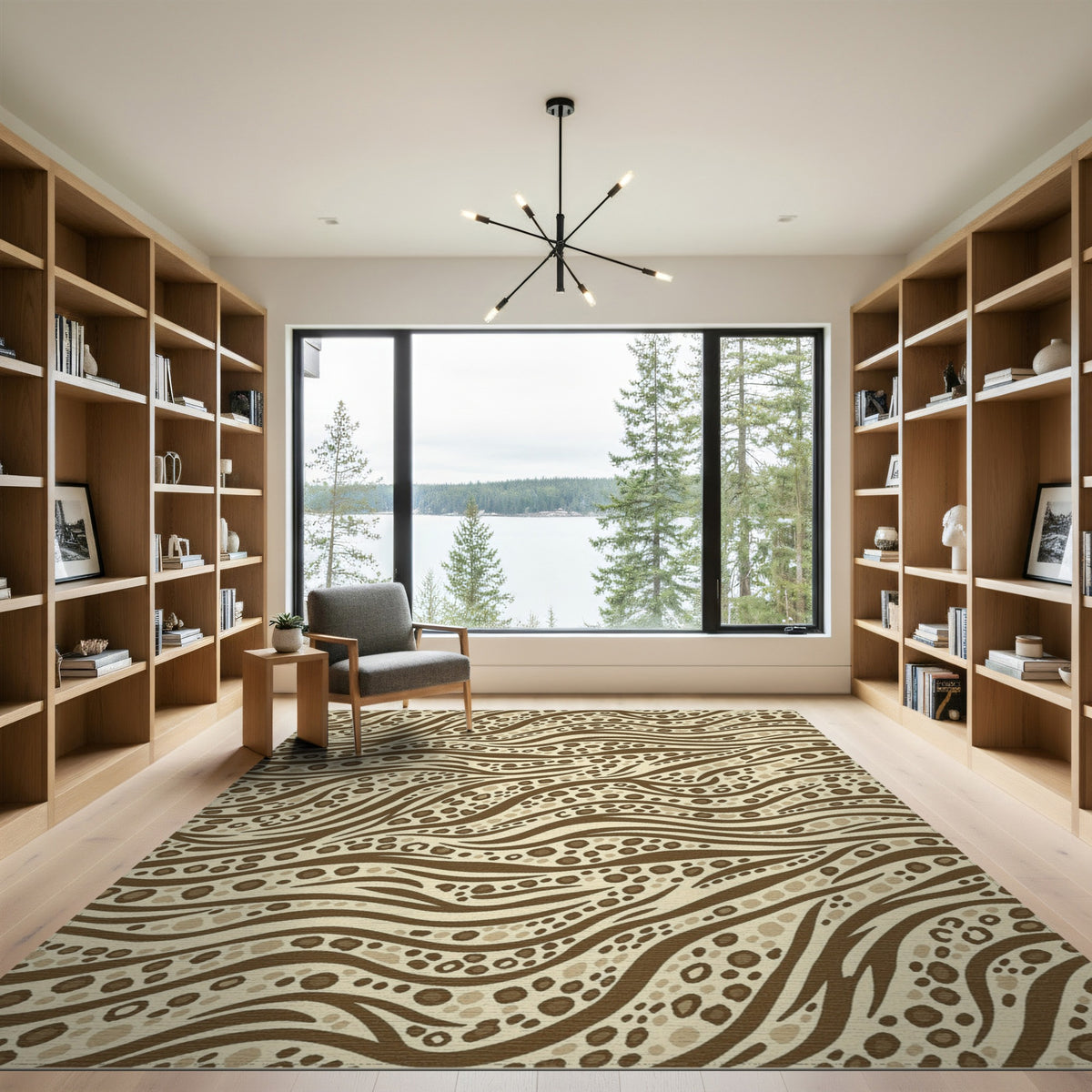 Brown Wavy Dot Abstract Area Rug