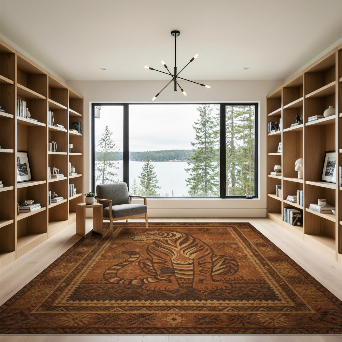 Heritage Tribal Tiger Area Rug in Brown Tan