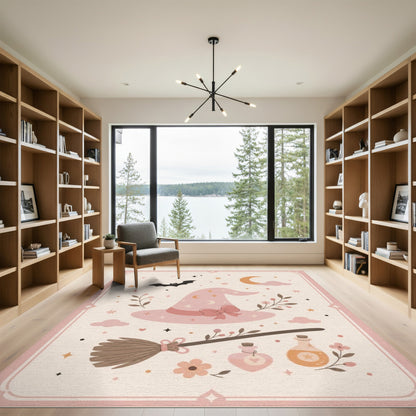 Pink Witch Hat Kids Area Rug