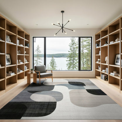 Shapes Grey Abstract Shapes Area Rug