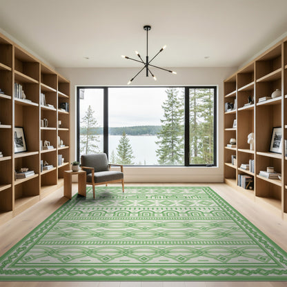 Green Geometric Diamond Green Area Rug