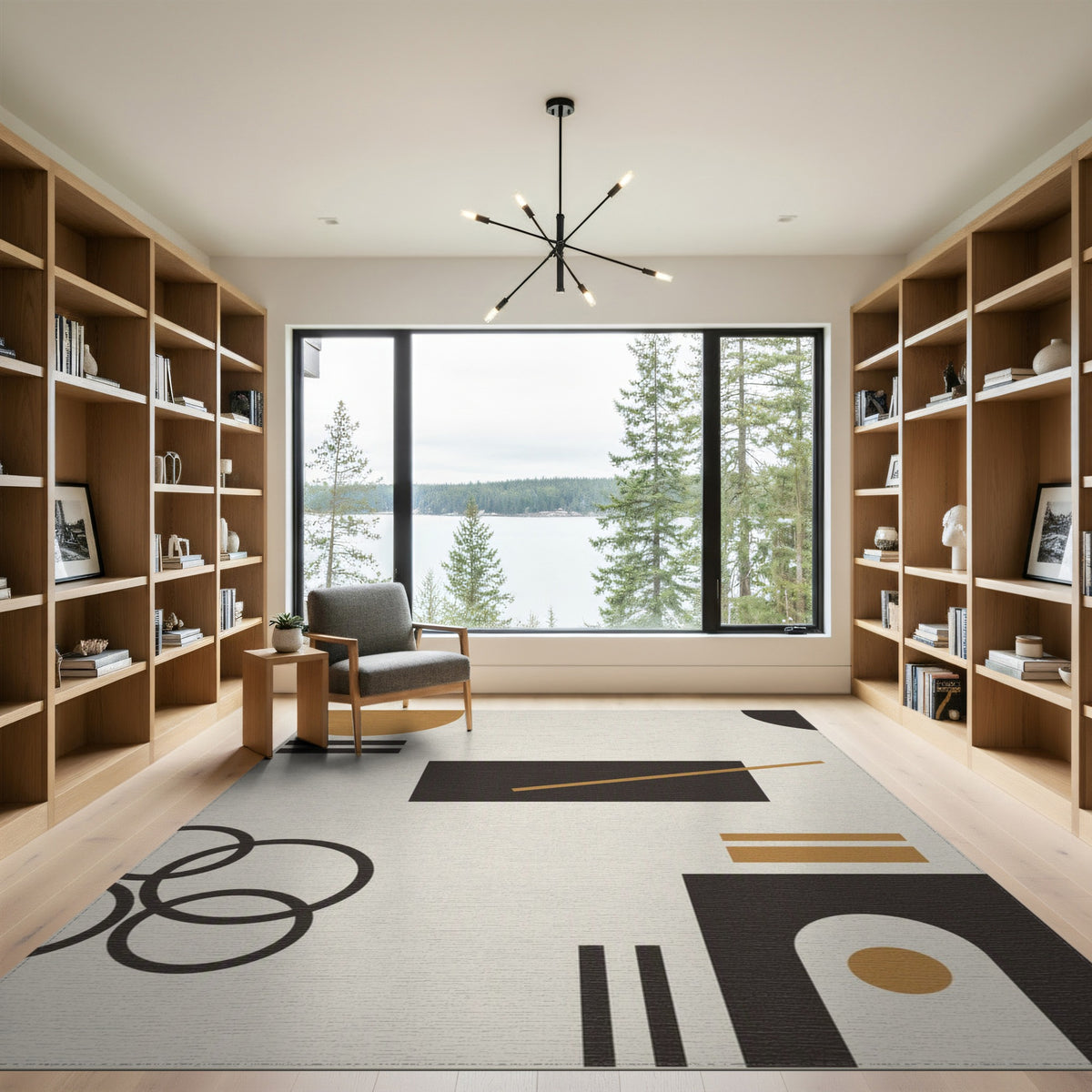 Abstract Geometric Brown and Tan Area Rug