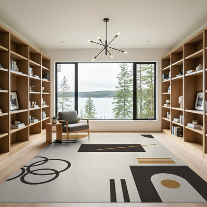 Abstract Geometric Brown and Tan Area Rug