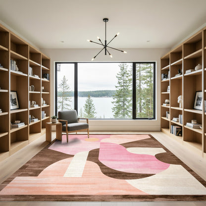 Blush Pink Abstract Area Rug