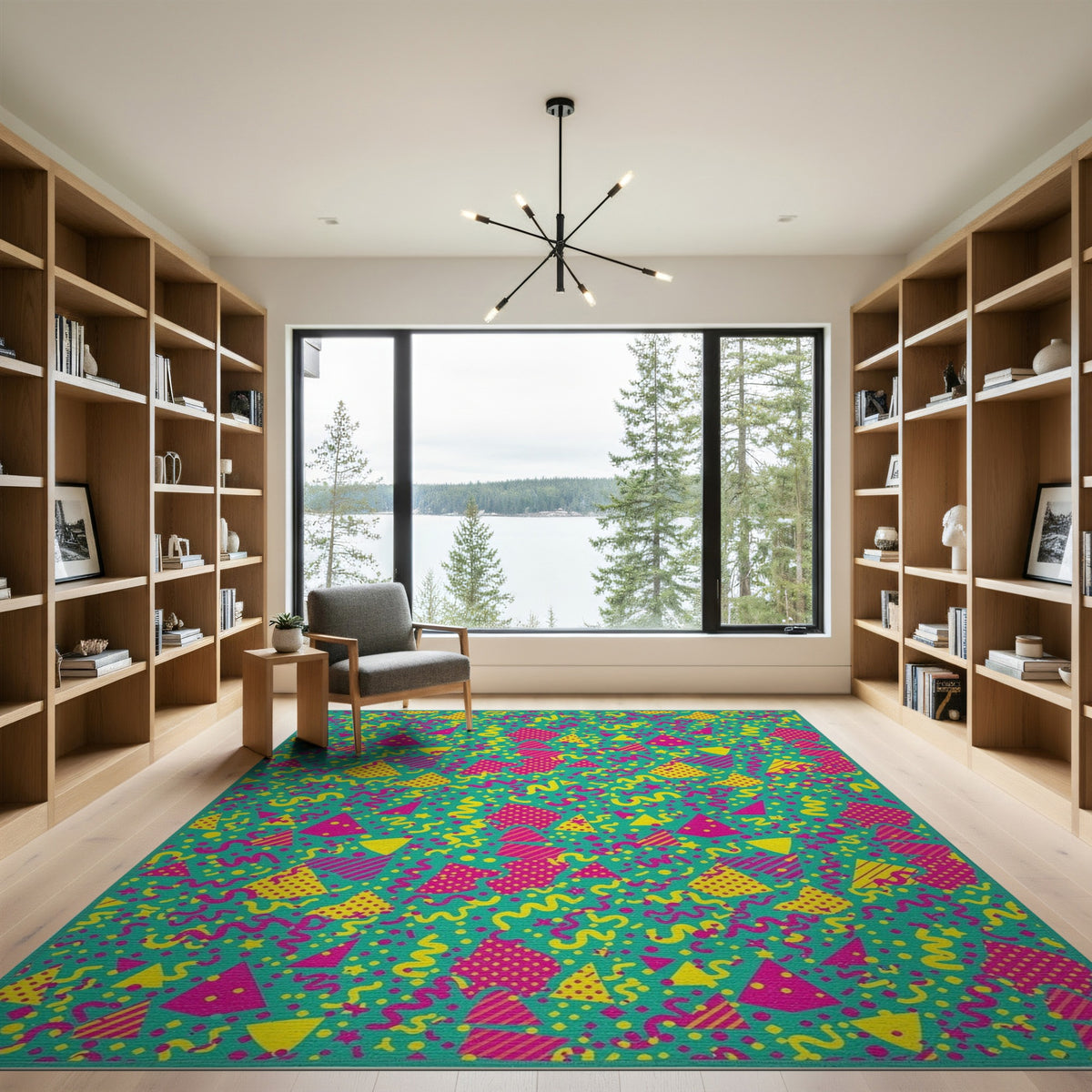 Vibrant Teal Confetti Kids Area Rug