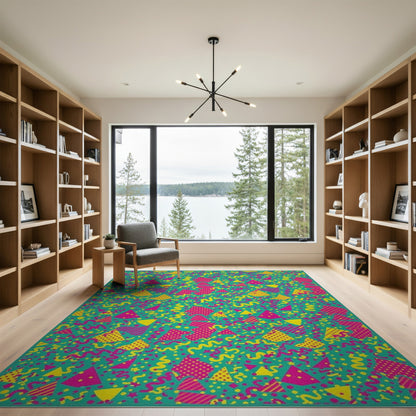 Vibrant Teal Confetti Kids Area Rug