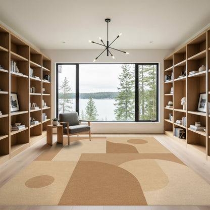 Abstract Geometric Brown Tan Brown and Tan Area Rug