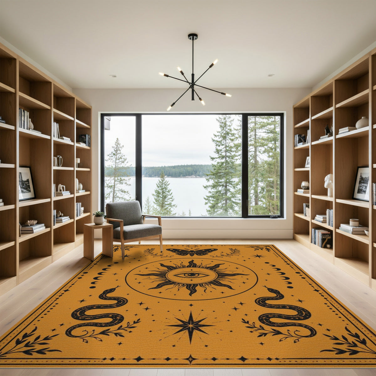 Mystic Sun Eye Orange Area Rug
