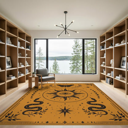 Mystic Sun Eye Orange Area Rug