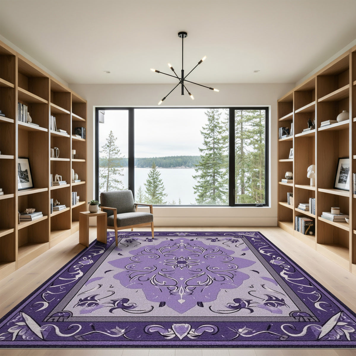 Purple Traditional Persian Purple Persian Medallion Area Rug