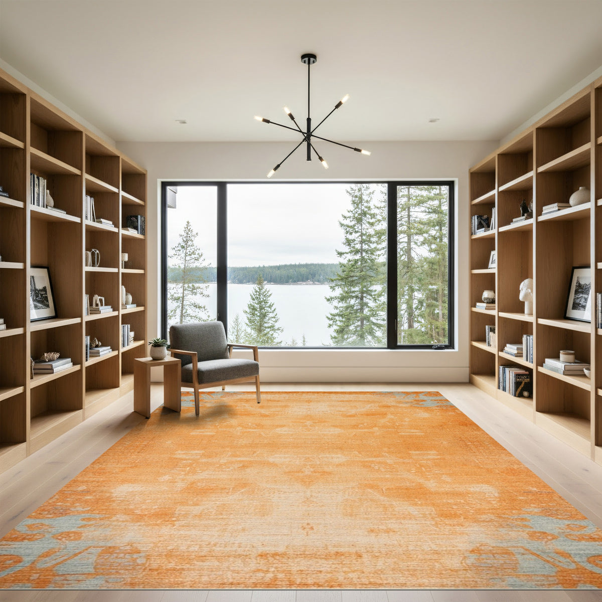 Orange Distressed Vintage Area Rug