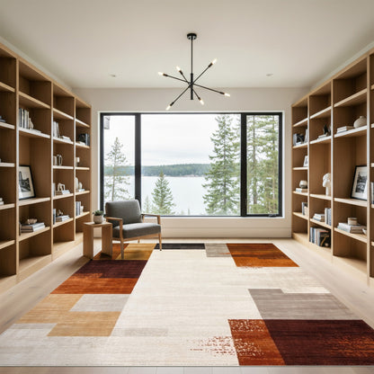 Modern Geometric Brown Tan Area Rug