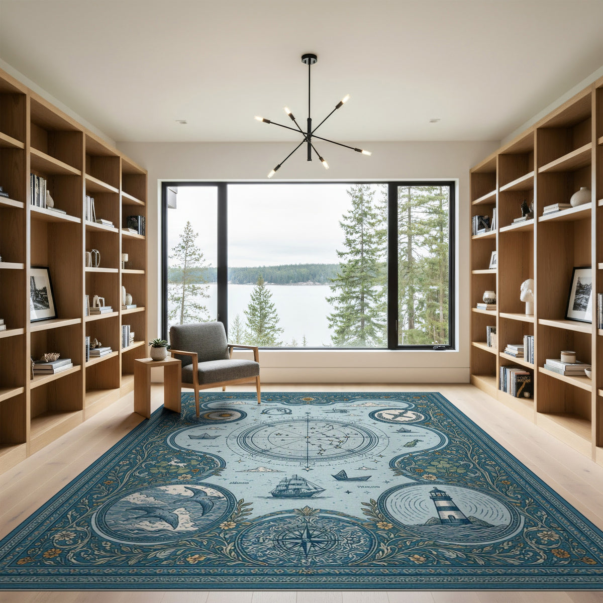 Celestial Nautical Compass Area Rug