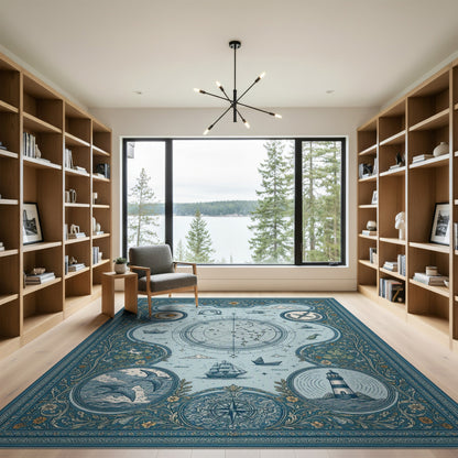 Celestial Nautical Compass Area Rug