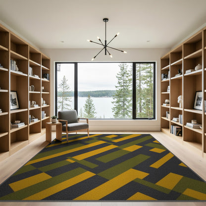 ODIKA Yellow Green Geometric Area Rug