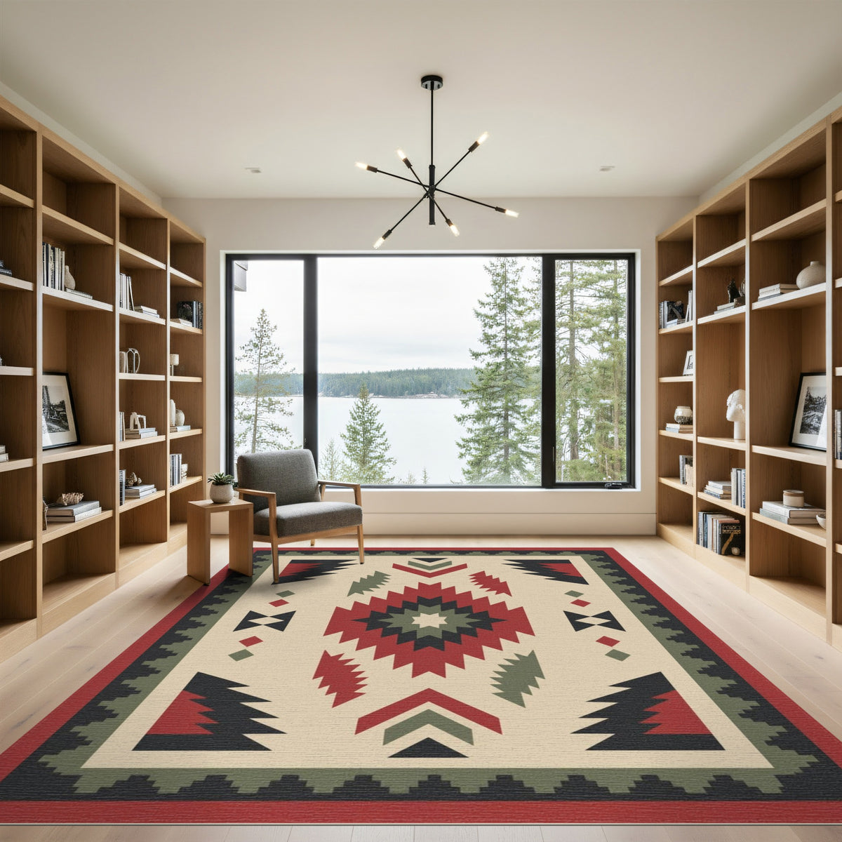 Red Southwestern Geometric Area Rug