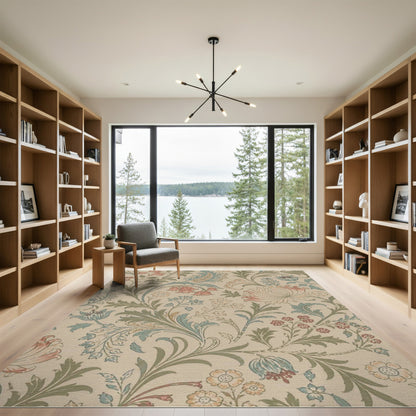 Vintage Floral Beige Area Rug