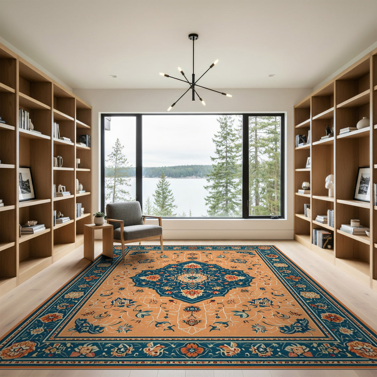 Blue and Teal Traditional Persian Blue Medallion Area Rug