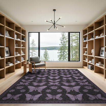 Purple Butterfly Floral Vintage Rug