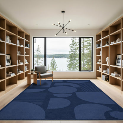 Navy Blue Geometric Modern Geometric Modern Area Rug