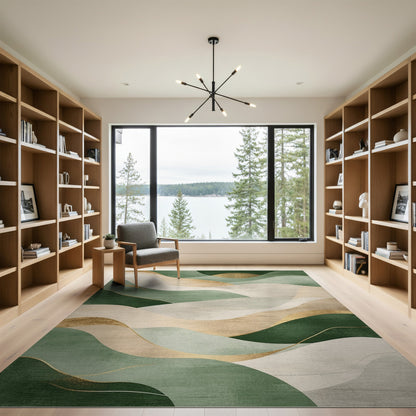 Abstract Area Green Abstract Wave Area Rug
