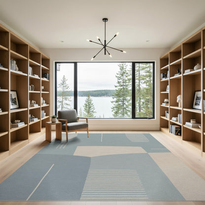 Modern Geometric Blue Area Rug