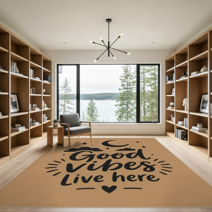 Good Vibes Live Here Boho Moon Rug
