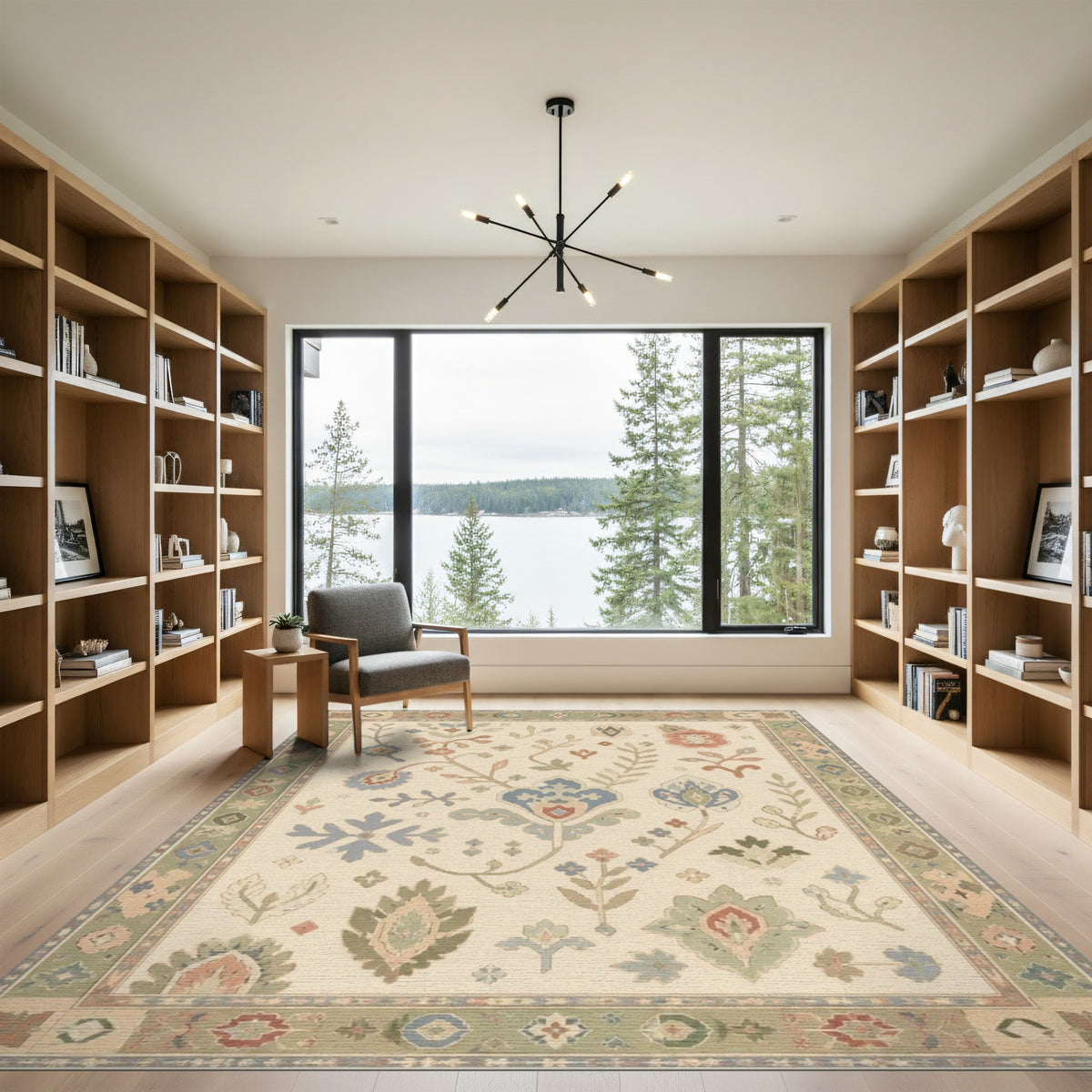 Vintage Floral Beige Area Rug