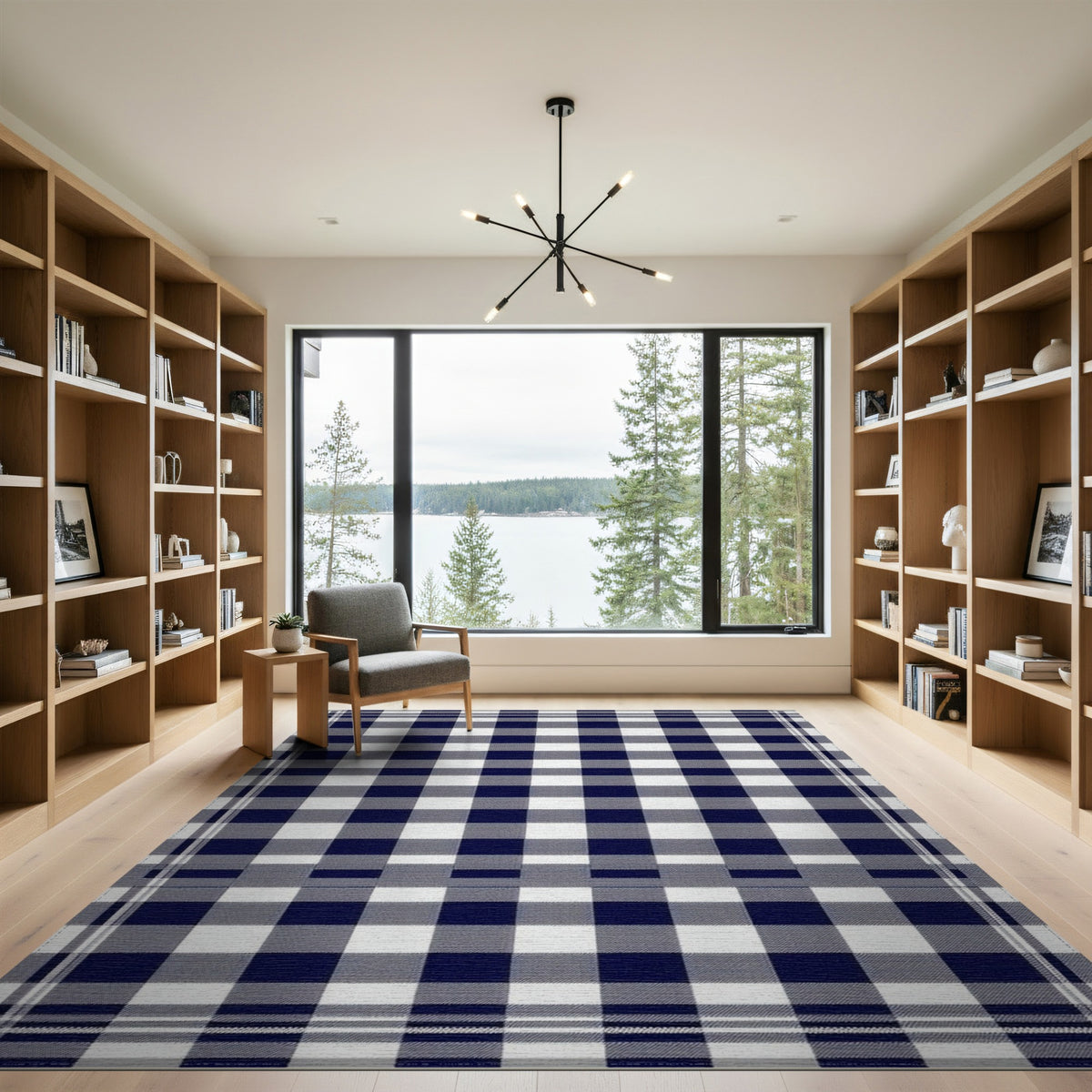Geometric Modern Black and White Black White Checkered Plaid Area Rug